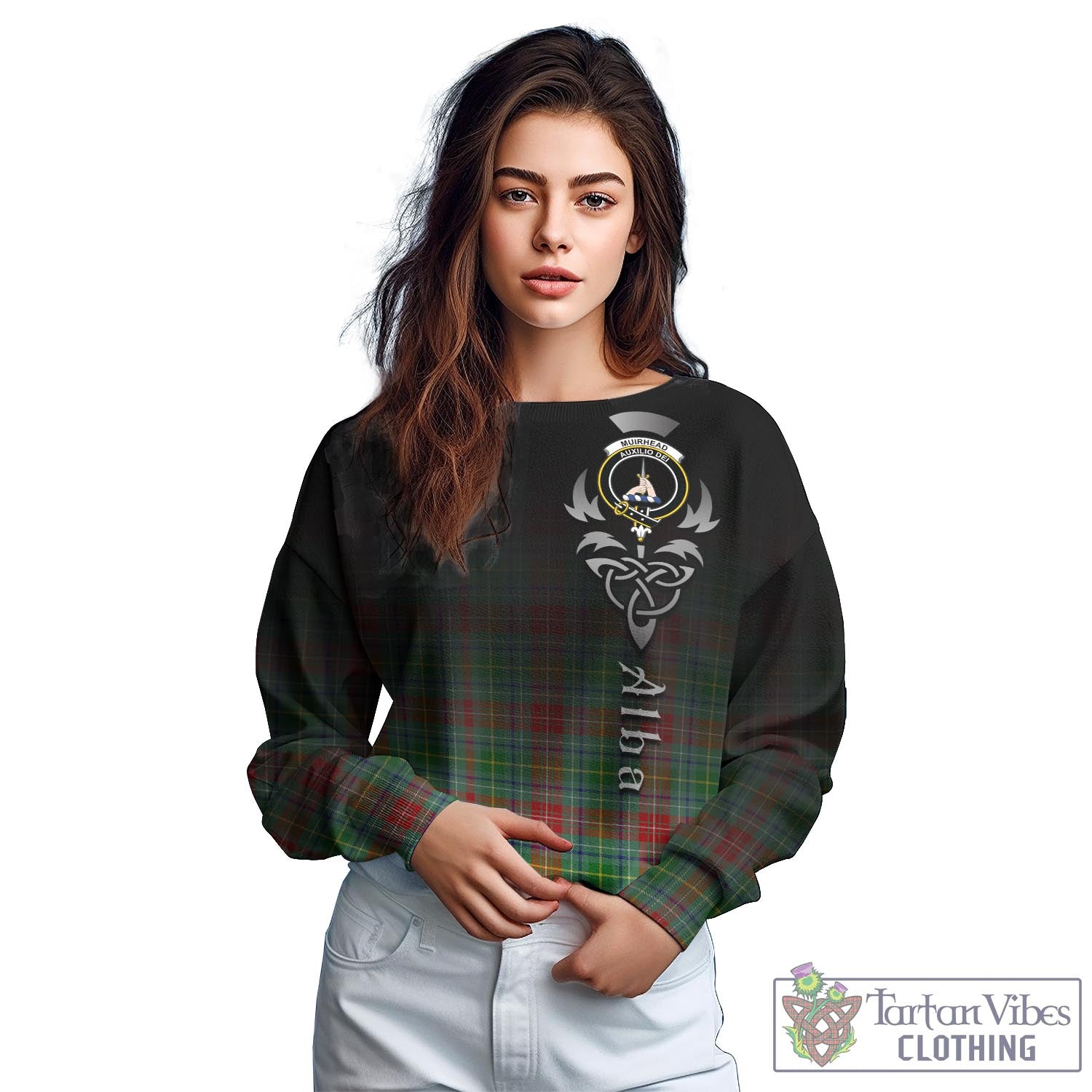 Muirhead Tartan Sweatshirt Featuring Alba Gu Brath Family Crest Celtic Inspired - Tartan Vibes Clothing