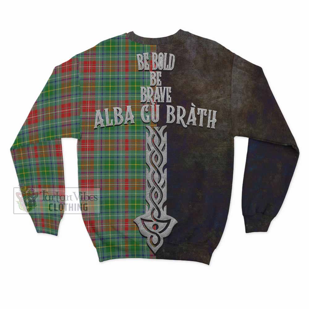 Tartan Vibes Clothing Muirhead Tartan Family Crest Sweatshirt Alba Gu Brath Be Brave Lion Ancient Style