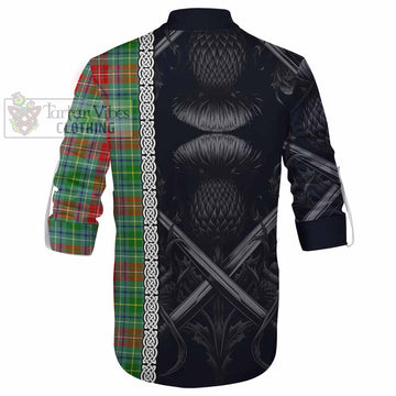 Muirhead Tartan Ghillie Kilt Shirt with Family Crest Cross Sword Thistle Celtic Vibes - Tartan Vibes Clothing