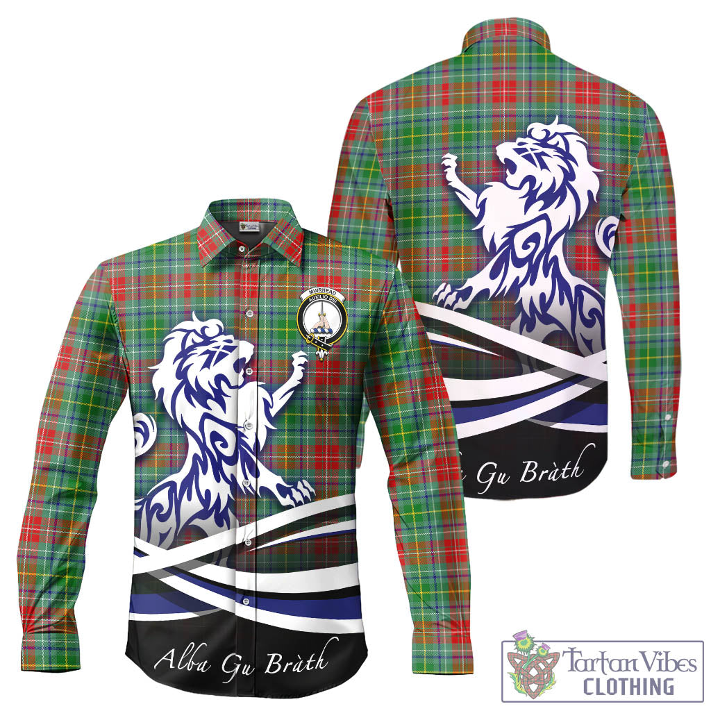 Muirhead Tartan Long Sleeve Button Up Shirt with Alba Gu Brath Regal Lion Emblem - Tartan Vibes Clothing