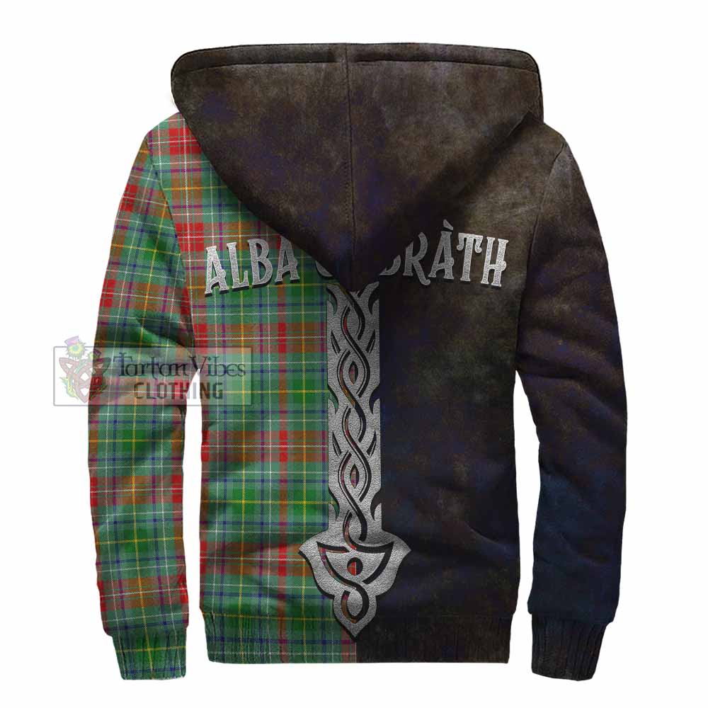 Tartan Vibes Clothing Muirhead Tartan Family Crest Sherpa Hoodie Alba Gu Brath Be Brave Lion Ancient Style