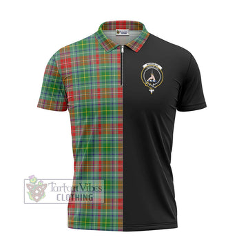 Muirhead Tartan Zipper Polo Shirt with Family Crest and Half Of Me Style - Tartan Vibes Clothing
