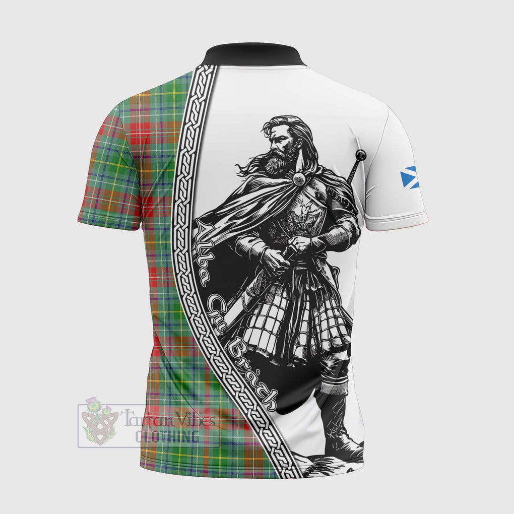 Muirhead Tartan Clan Crest Zipper Polo Shirt with Highlander Warrior Celtic Style - Tartan Vibes Clothing