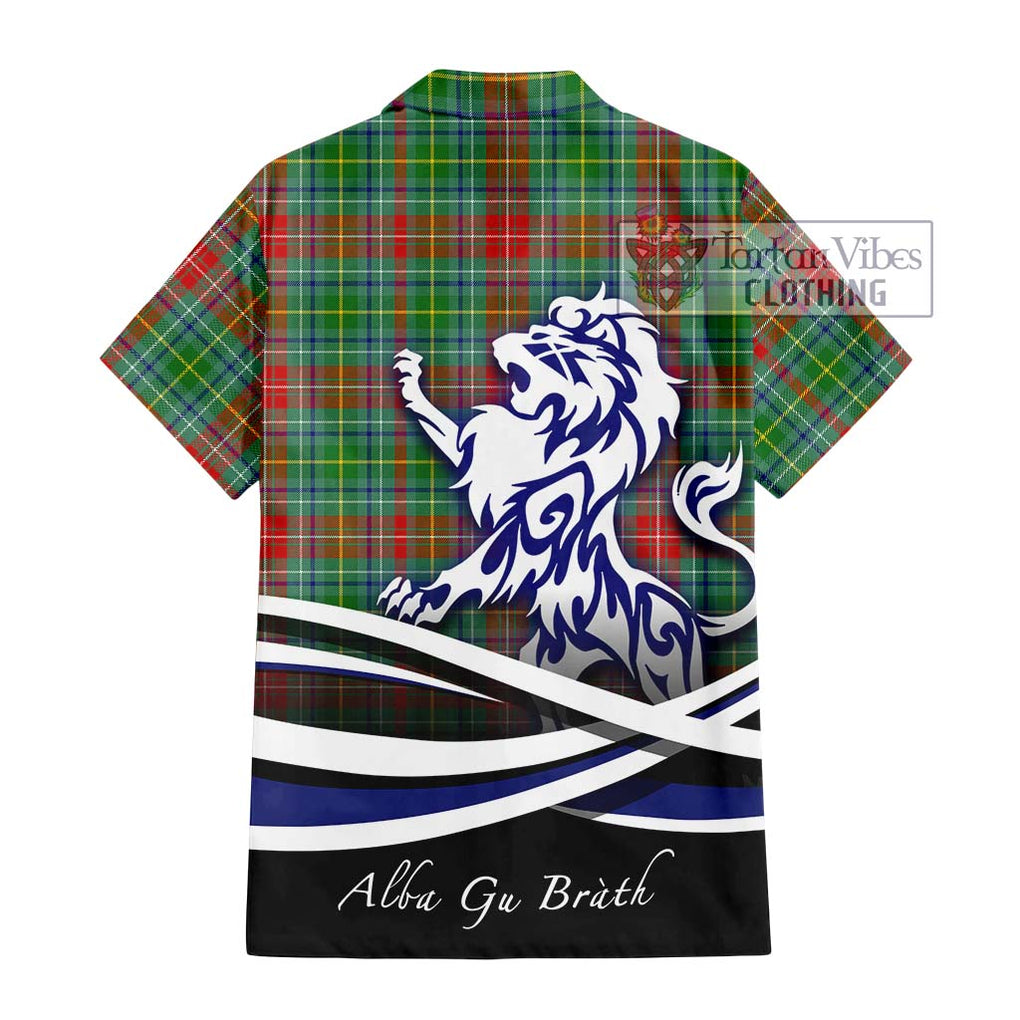 Muirhead Tartan Short Sleeve Button Shirt with Alba Gu Brath Regal Lion Emblem - Tartanvibesclothing Shop