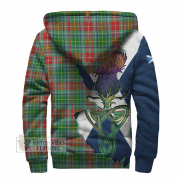 Tartan Vibes Clothing Muirhead Tartan Family Crest Sherpa Hoodie Scottish Thistle Celtic Inspired