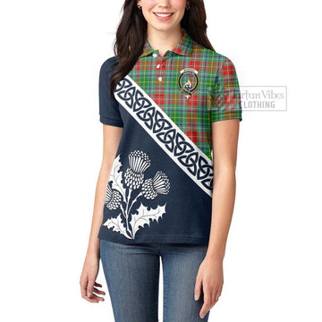 Muirhead Tartan Women's Polo Shirt Featuring Thistle and Scotland Map - Tartanvibesclothing Store