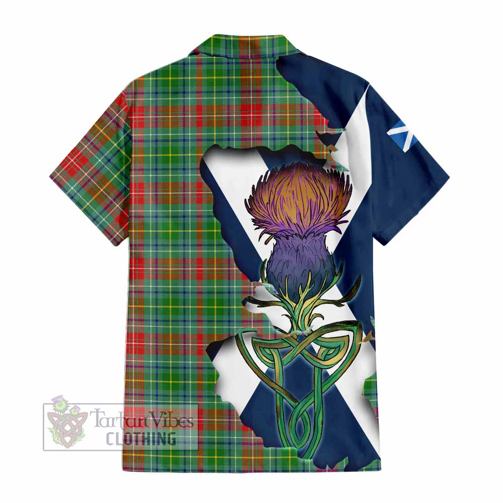 Tartan Vibes Clothing Muirhead Tartan Family Crest Short Sleeve Button Shirt Scottish Thistle Celtic Inspired