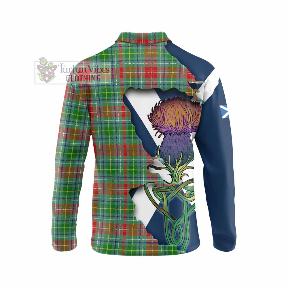 Tartan Vibes Clothing Muirhead Tartan Family Crest Long Sleeve Polo Shirt Scottish Thistle Celtic Inspired
