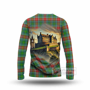 Muirhead Tartan Family Crest Long Sleeve T-Shirt with Scottish Ancient Castle Style - Tartan Vibes Clothing