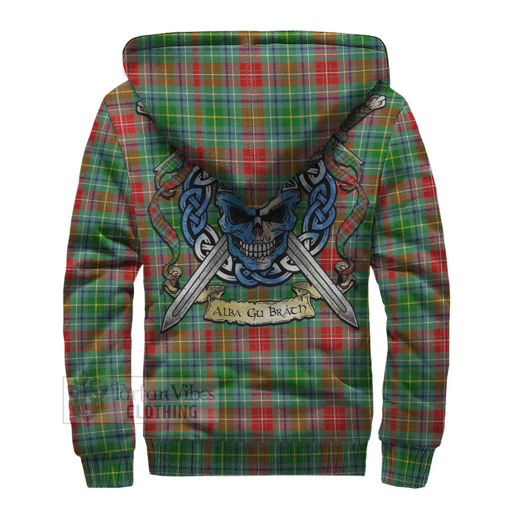 Muirhead Tartan Sherpa Hoodie with Family Crest Celtic Skull Style - Tartan Vibes Clothing