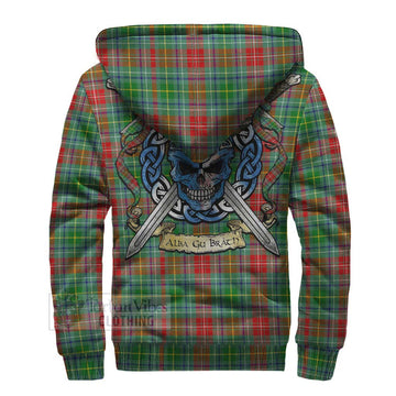 Muirhead Tartan Sherpa Hoodie with Family Crest Celtic Skull Style - Tartan Vibes Clothing