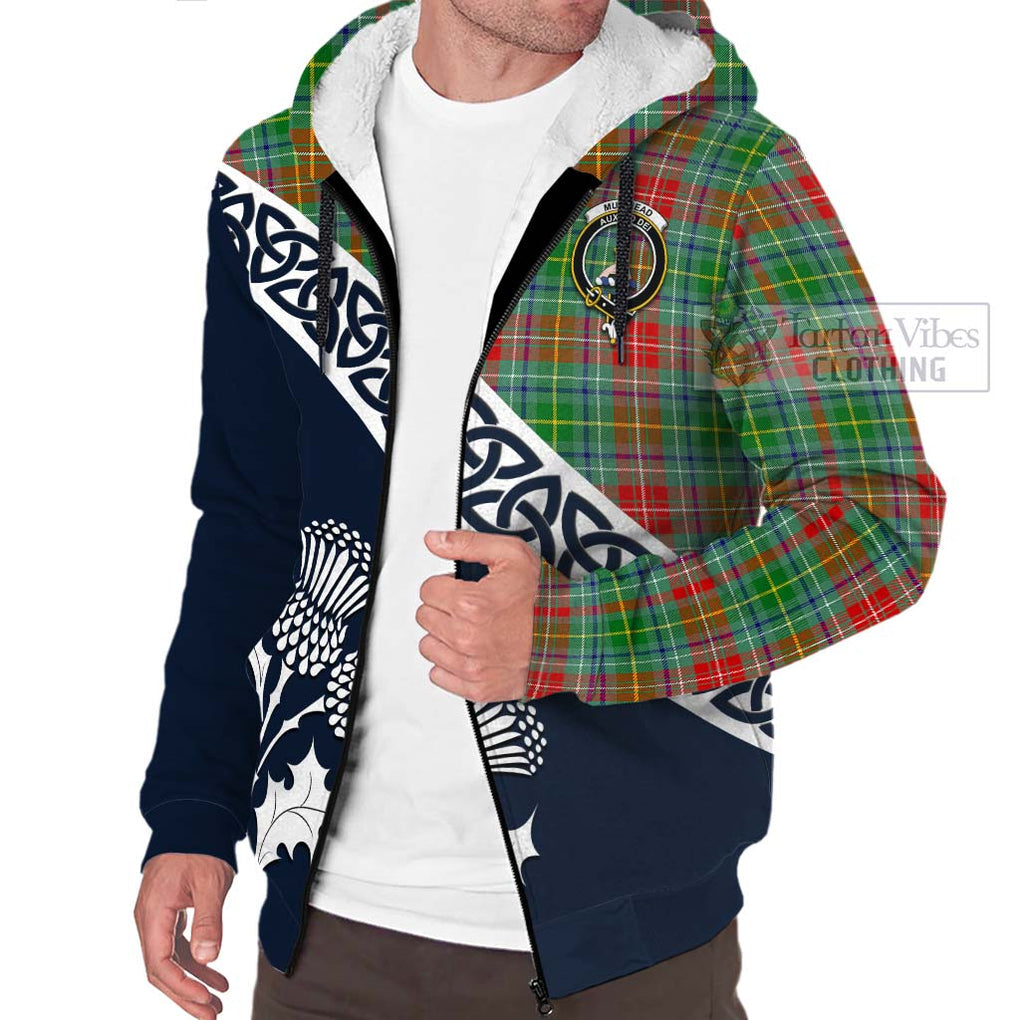 Muirhead Tartan Sherpa Hoodie Featuring Thistle and Scotland Map - Tartan Vibes Clothing