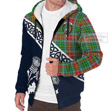 Muirhead Tartan Sherpa Hoodie Featuring Thistle and Scotland Map - Tartan Vibes Clothing
