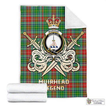 Muirhead Tartan Blanket with Clan Crest and the Golden Sword of Courageous Legacy