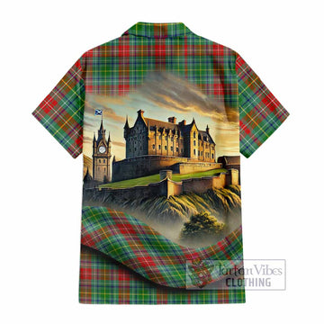 Muirhead Tartan Family Crest Hawaiian Shirt with Scottish Ancient Castle Style - Tartan Vibes Clothing