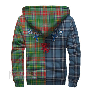 Muirhead Tartan Sherpa Hoodie Happy St. Andrew's Day Half Tartan Style - Tartan Vibes Clothing