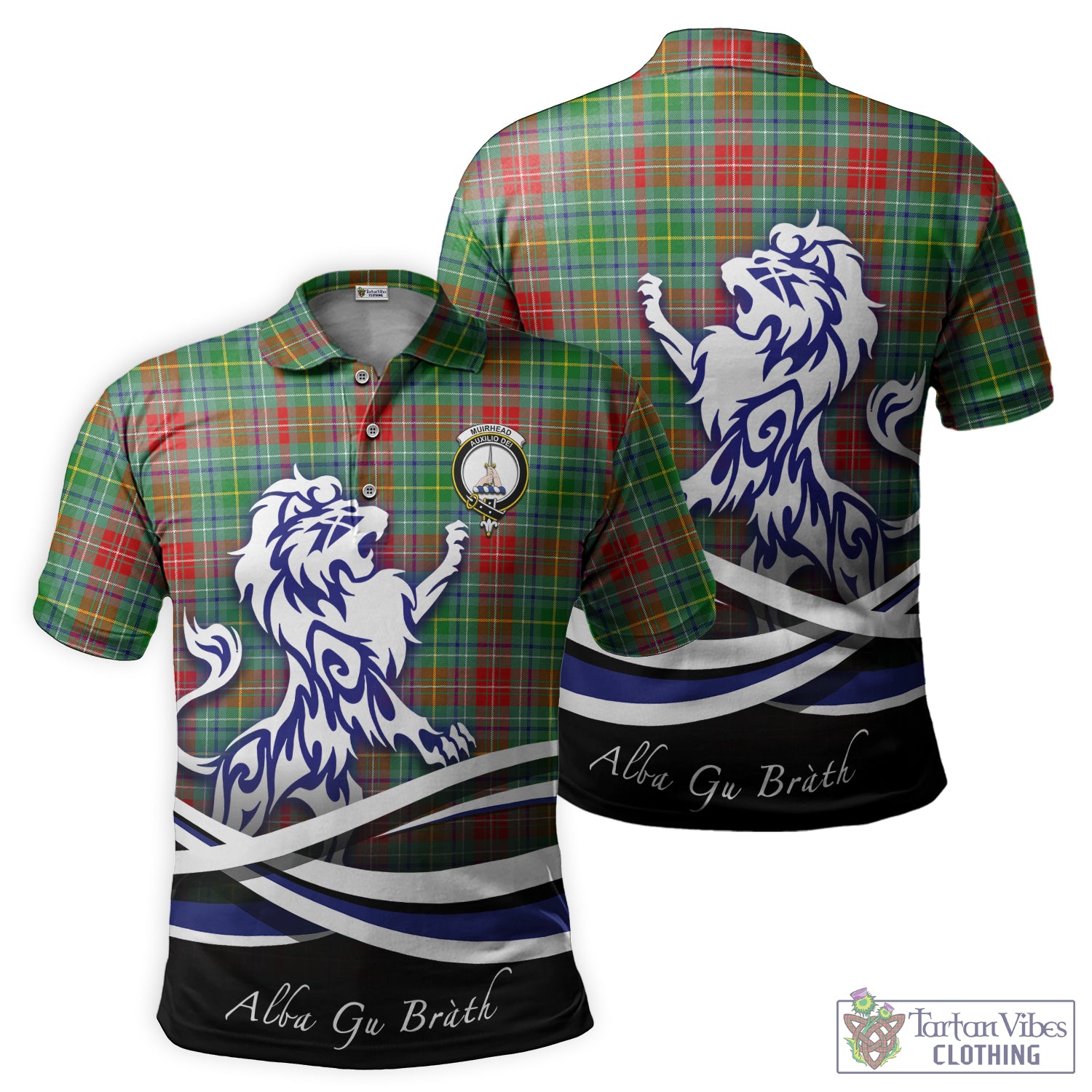 Muirhead Tartan Polo Shirt with Alba Gu Brath Regal Lion Emblem - Tartan Vibes Clothing