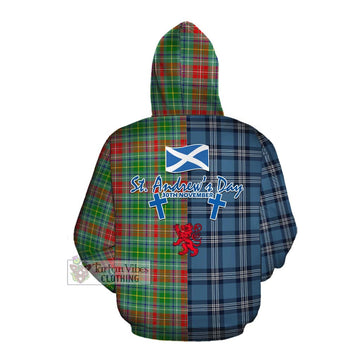 Muirhead Tartan Cotton Hoodie Happy St. Andrew's Day Half Tartan Style Pullover Hoodie - Tartan Vibes Clothing