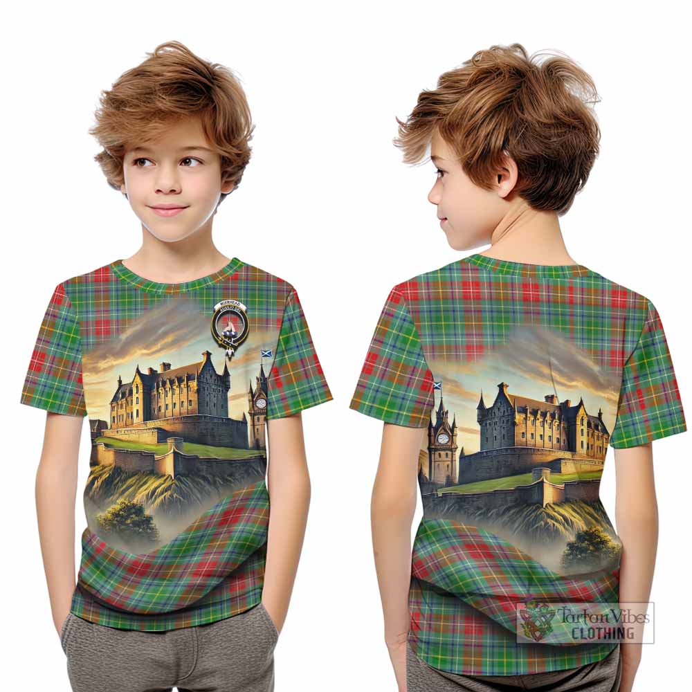 Muirhead Tartan Family Crest Kid T-Shirt with Scottish Ancient Castle Style - Tartan Vibes Clothing