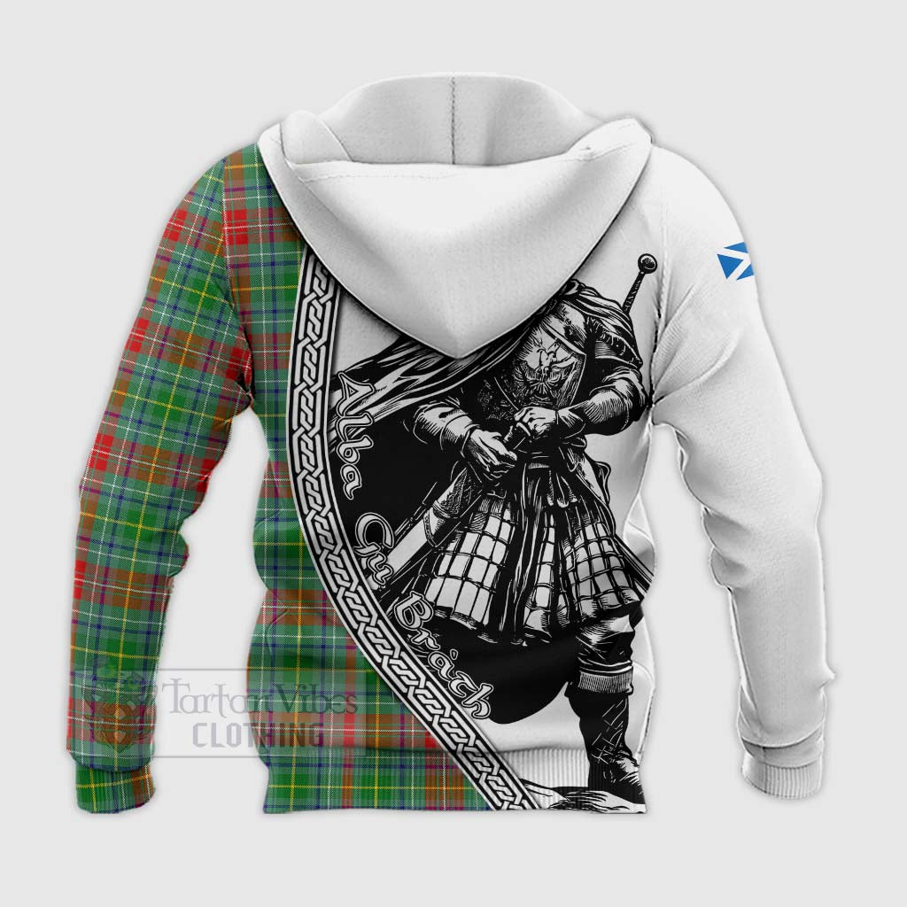 Muirhead Tartan Clan Crest Knitted Hoodie with Highlander Warrior Celtic Style - Tartan Vibes Clothing
