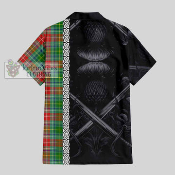 Muirhead Tartan Hawaiian Shirt with Family Crest Cross Sword Thistle Celtic Vibes - Tartan Vibes Clothing