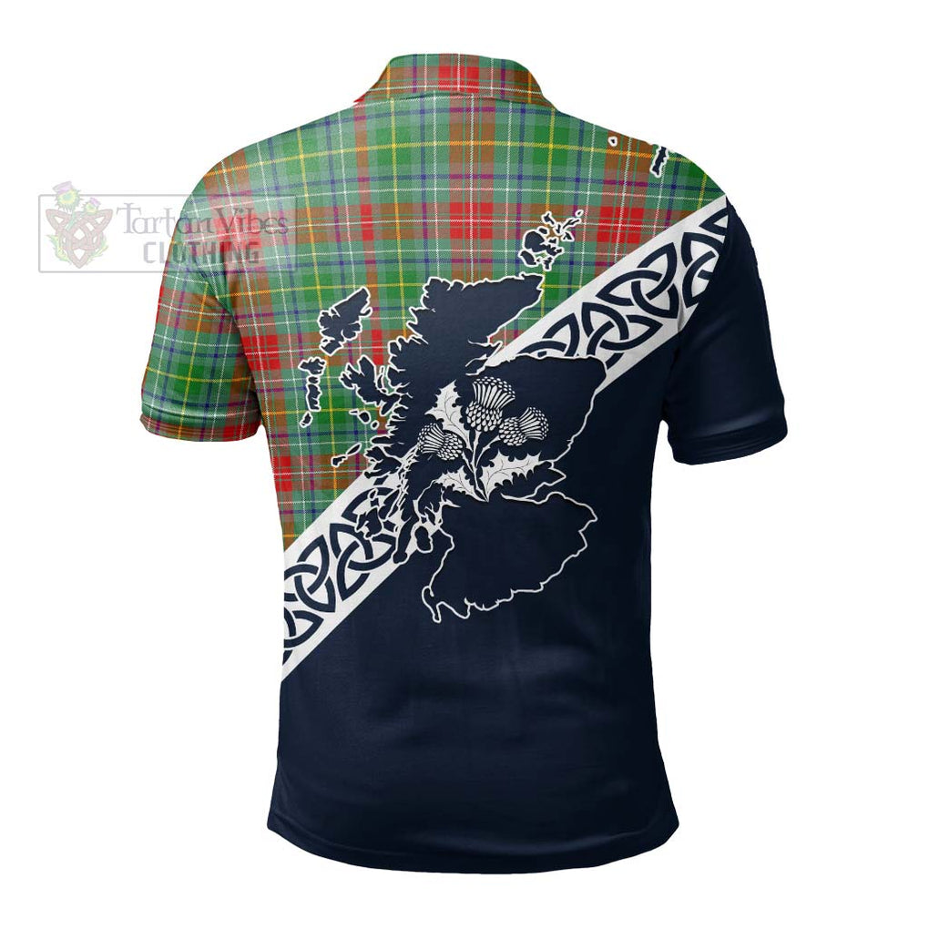 Muirhead Tartan Polo Shirt Featuring Thistle and Scotland Map - Tartanvibesclothing Store