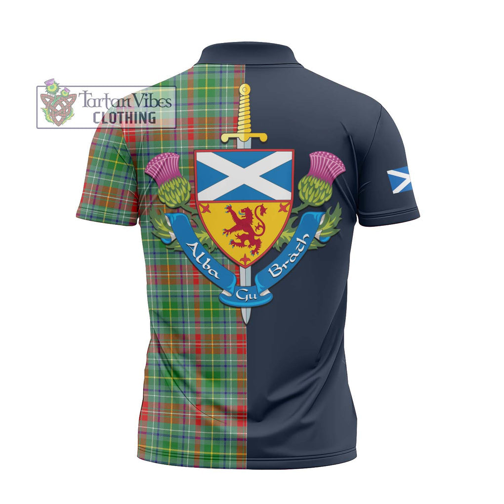 Muirhead Tartan Zipper Polo Shirt Alba with Scottish Lion Royal Arm Half Style - Tartan Vibes Clothing