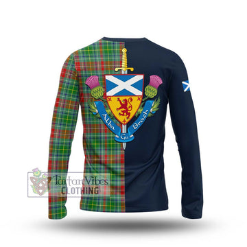 Muirhead Tartan Long Sleeve T-Shirt Alba with Scottish Lion Royal Arm Half Style - Tartan Vibes Clothing