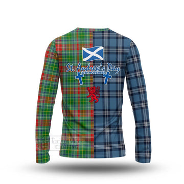 Muirhead Tartan Long Sleeve T-Shirt Happy St. Andrew's Day Half Tartan Style - Tartan Vibes Clothing
