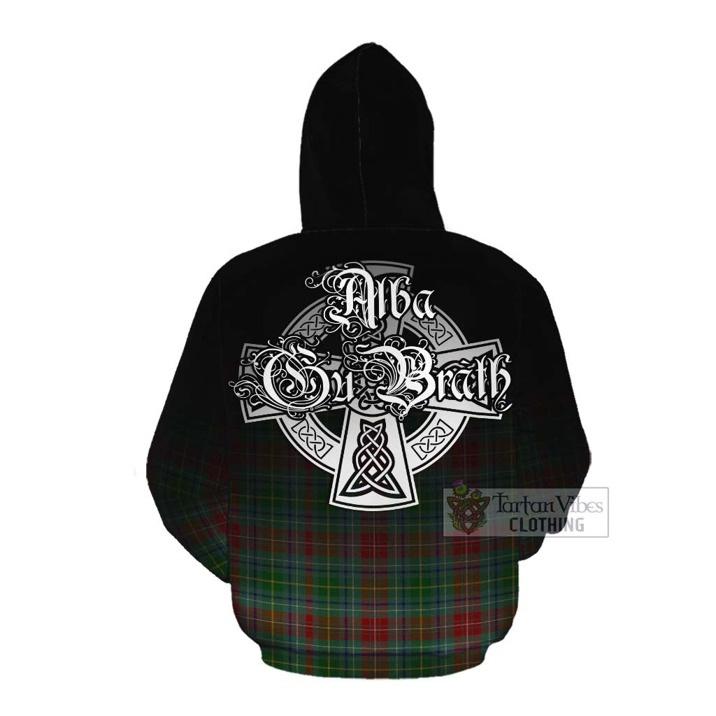 Tartan Vibes Clothing Muirhead Tartan Cotton Hoodie Featuring Alba Gu Brath Family Crest Celtic Inspired