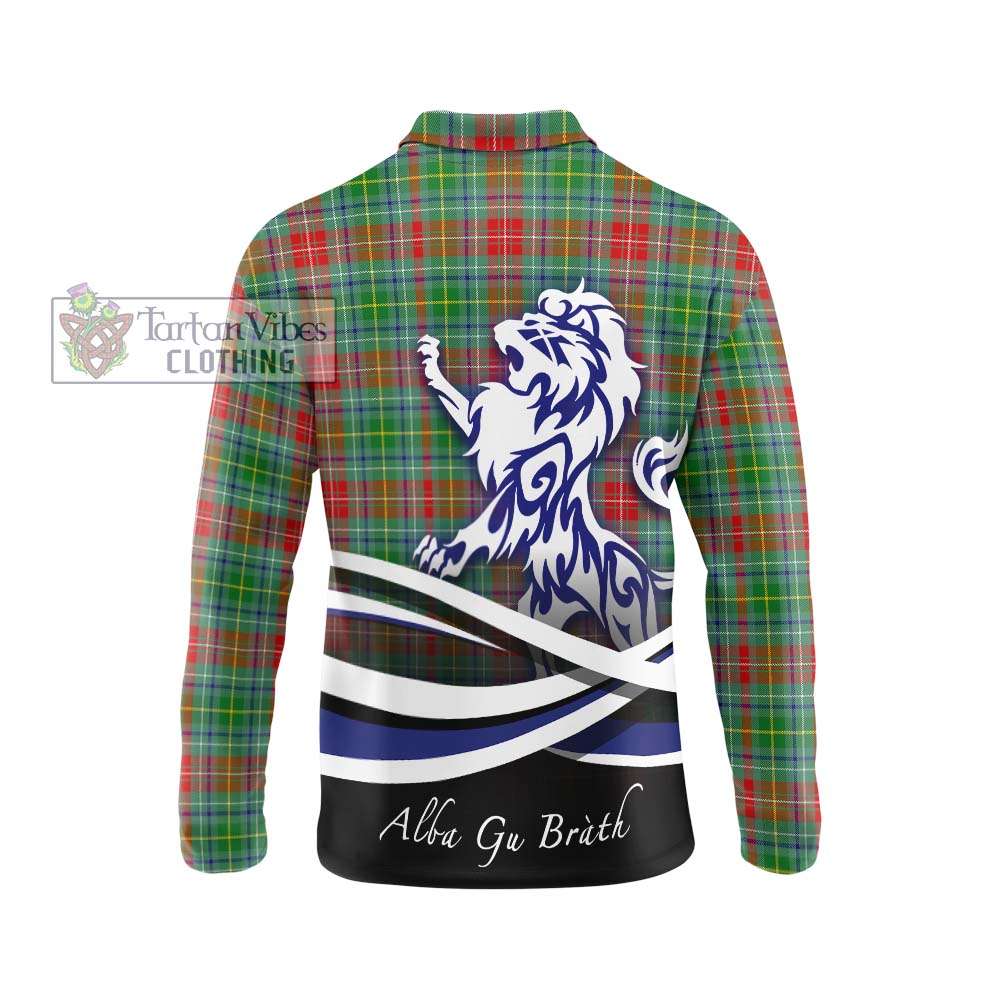 Muirhead Tartan Long Sleeve Polo Shirt with Alba Gu Brath Regal Lion Emblem - Tartan Vibes Clothing
