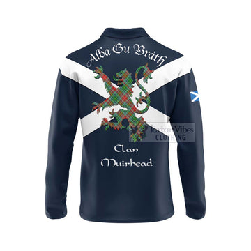 Muirhead Tartan Lion Rampant Long Sleeve Polo Shirt Proudly Display Your Heritage with Alba Gu Brath and Clan Name - Tartan Vibes Clothing