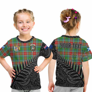 Muirhead Crest Tartan Kid T-Shirt with New Zealand Silver Fern Half Style - Tartan Vibes Clothing