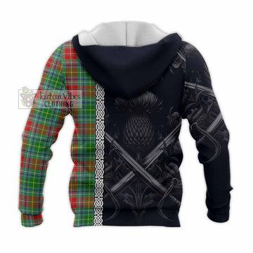 Muirhead Tartan Knitted Hoodie with Family Crest Cross Sword Thistle Celtic Vibes - Tartan Vibes Clothing