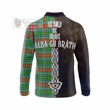 Muirhead Tartan Family Crest Long Sleeve Polo Shirt Alba Gu Brath Be Brave Lion Ancient Style