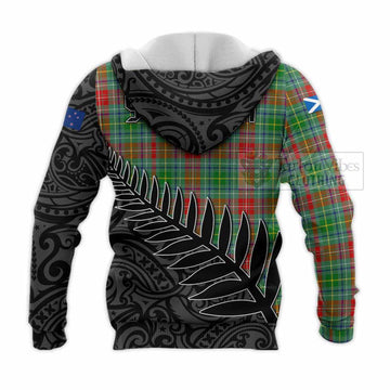 Muirhead Crest Tartan Knitted Hoodie with New Zealand Silver Fern Half Style - Tartan Vibes Clothing