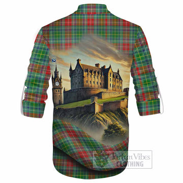 Muirhead Tartan Family Crest Ghillie Kilt Shirt with Scottish Ancient Castle Style - Tartan Vibes Clothing