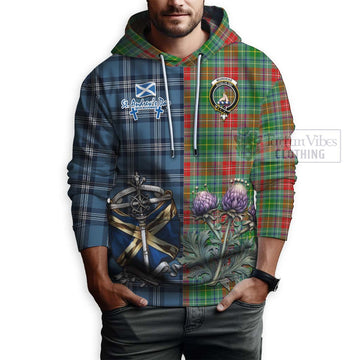 Muirhead Tartan Hoodie Happy St. Andrew's Day Half Tartan Style - Tartan Vibes Clothing
