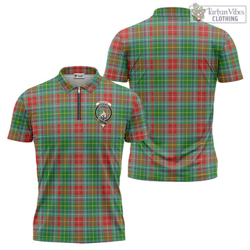 Muirhead Tartan Zipper Polo Shirt with Family Crest
