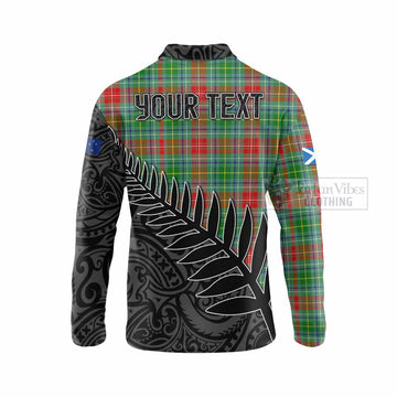 Muirhead Crest Tartan Long Sleeve Polo Shirt with New Zealand Silver Fern Half Style - Tartan Vibes Clothing