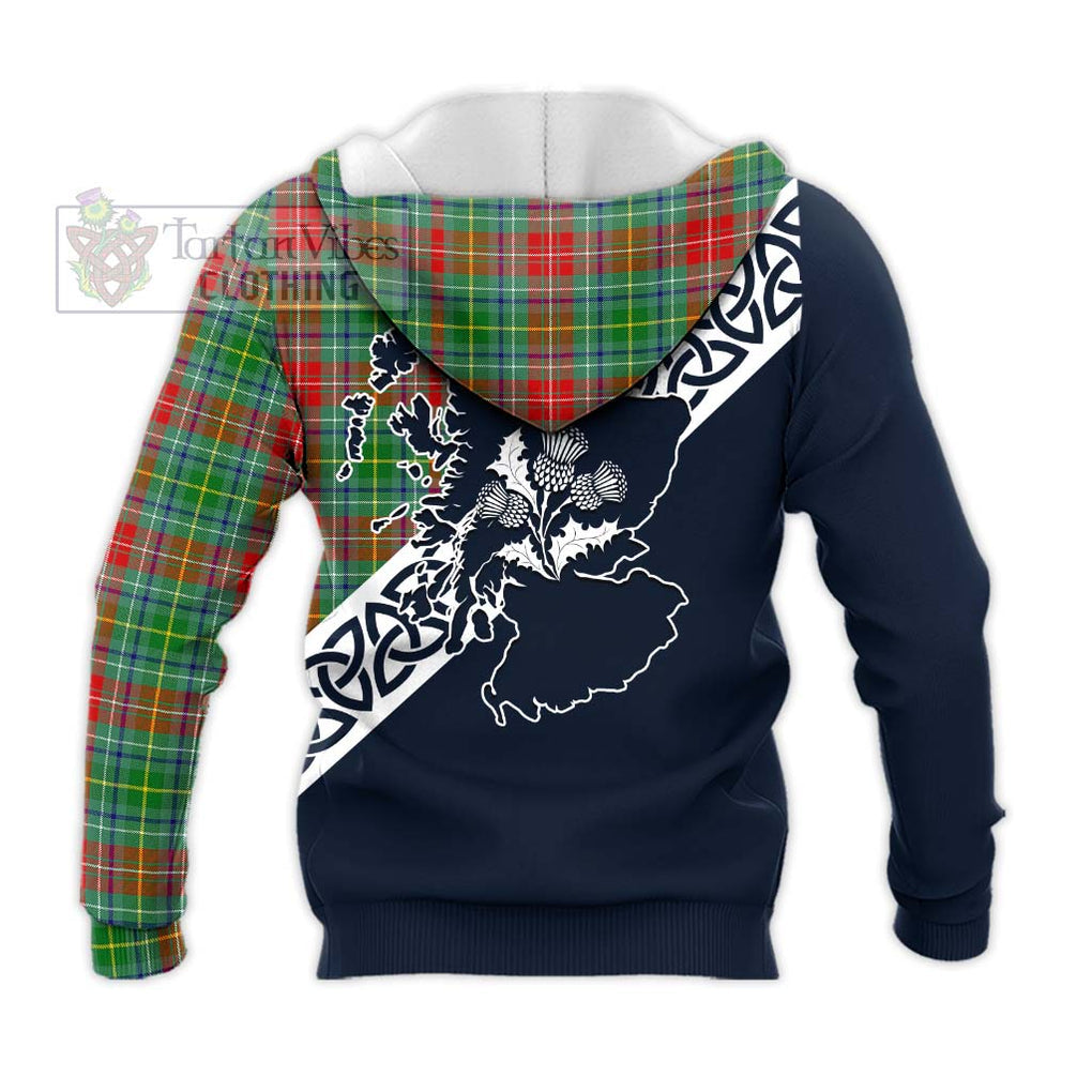 Muirhead Tartan Knitted Hoodie Featuring Thistle and Scotland Map - Tartan Vibes Clothing