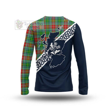 Muirhead Tartan Long Sleeve T-Shirt Featuring Thistle and Scotland Map - Tartan Vibes Clothing