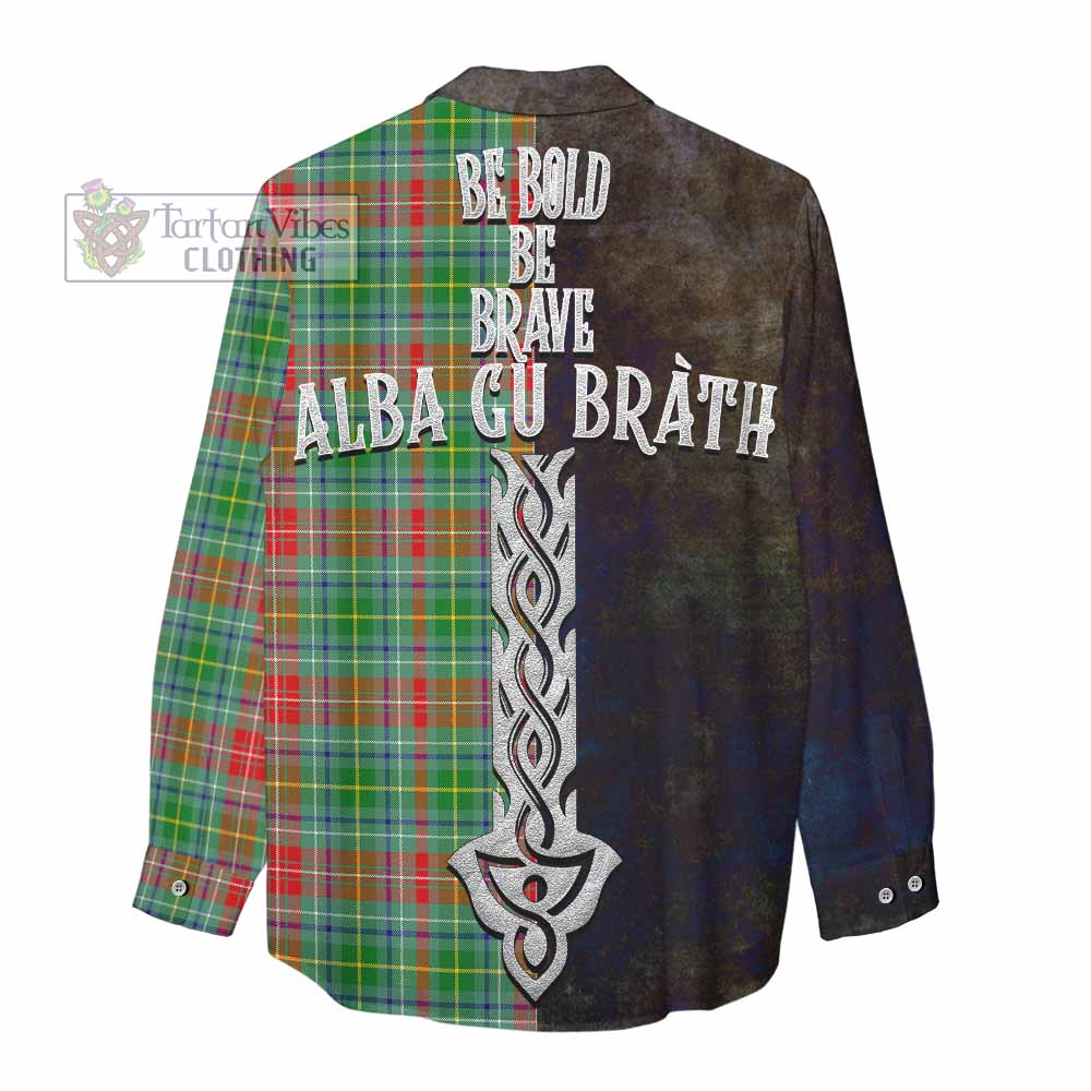 Tartan Vibes Clothing Muirhead Tartan Family Crest Women's Casual Shirt Alba Gu Brath Be Brave Lion Ancient Style