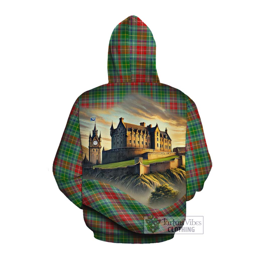 Muirhead Tartan Family Crest Cotton Hoodie with Scottish Ancient Castle Style Pullover Hoodie - Tartan Vibes Clothing