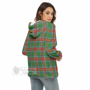 Tartan Vibes Clothing Muirhead Tartan Crest Women's Borg  Half Zip Fleece Hoodie