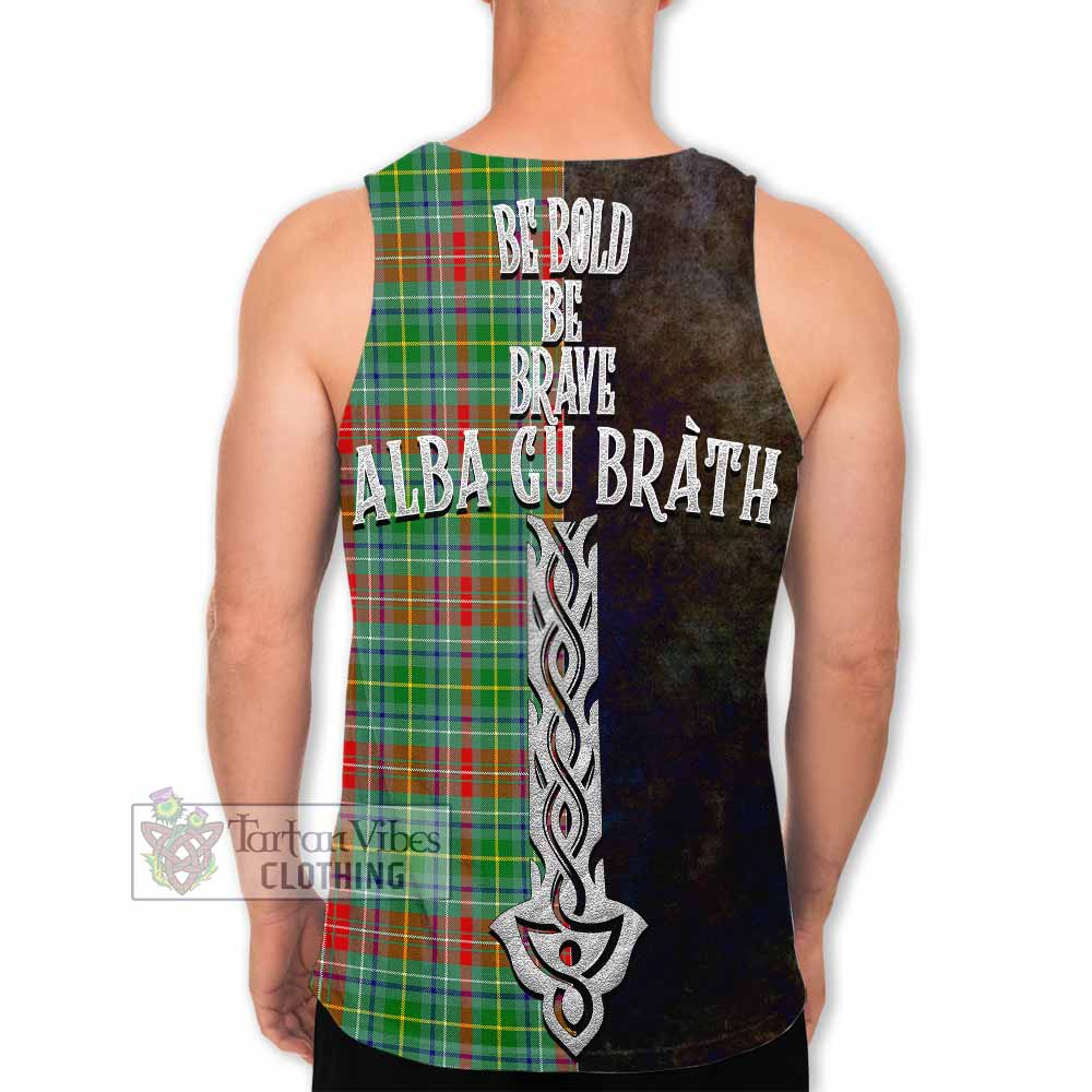 Tartan Vibes Clothing Muirhead Tartan Family Crest Men's Tank Top Alba Gu Brath Be Brave Lion Ancient Style
