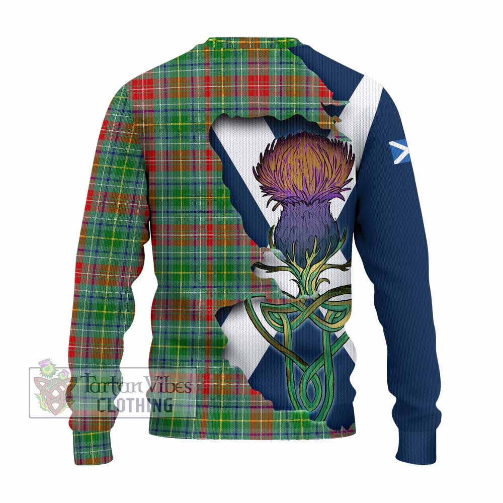 Tartan Vibes Clothing Muirhead Tartan Family Crest Knitted Sweater Scottish Thistle Celtic Inspired