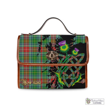 Muirhead Tartan Waterproof Canvas Bag with Scotland Map and Thistle Celtic Accents