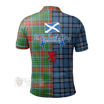 Muirhead Tartan Polo Shirt Happy St. Andrew's Day Half Tartan Style - Tartan Vibes Clothing