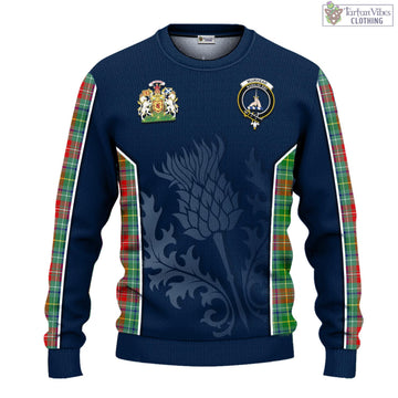 Muirhead Tartan Knitted Sweatshirt with Family Crest and Scottish Thistle Vibes Sport Style - Tartan Vibes Clothing